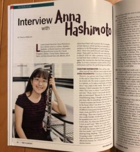 The first page of an interview article in the ICA Clarinet magazine